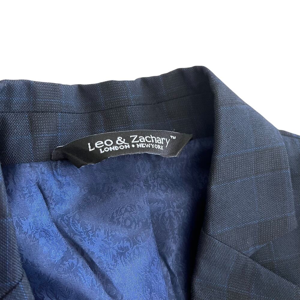 Leo & Zachary Boys Navy Black Plaid Suit Sports Jacket Blazer size 10 - Picture 5 of 14